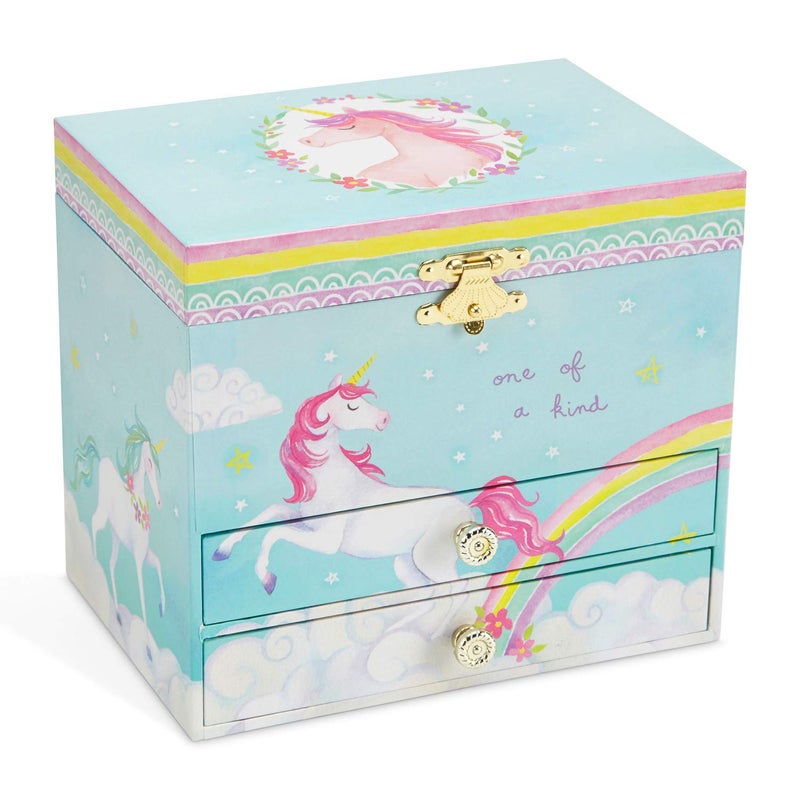 Jewelkeeper Unicorn and Rainbow Musical Jewelry Box with 2 Pullout Drawers, The Beautiful Dreamer Tune - Image 2